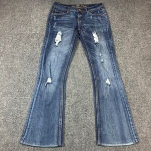 Revolution by Revolt Womens Skinny Bootcut Distressed Jeans Blue Size 7 Low Rise